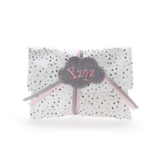 Μπομπονιέρα βάπτισης φάκελος με πουά ύφασμα