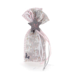 Ρομαντικό πουγκάκι μπομπονιέρα βάπτισης με μονόγραμμα