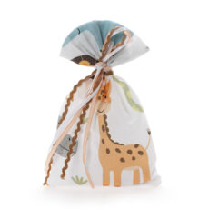 Χειροποίητο πουγκάκι βάπτισης με ζωάκια της ζούγκλας