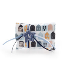 Μπομπονιέρα βάπτισης φάκελος με χρωματιστά σπιτάκια